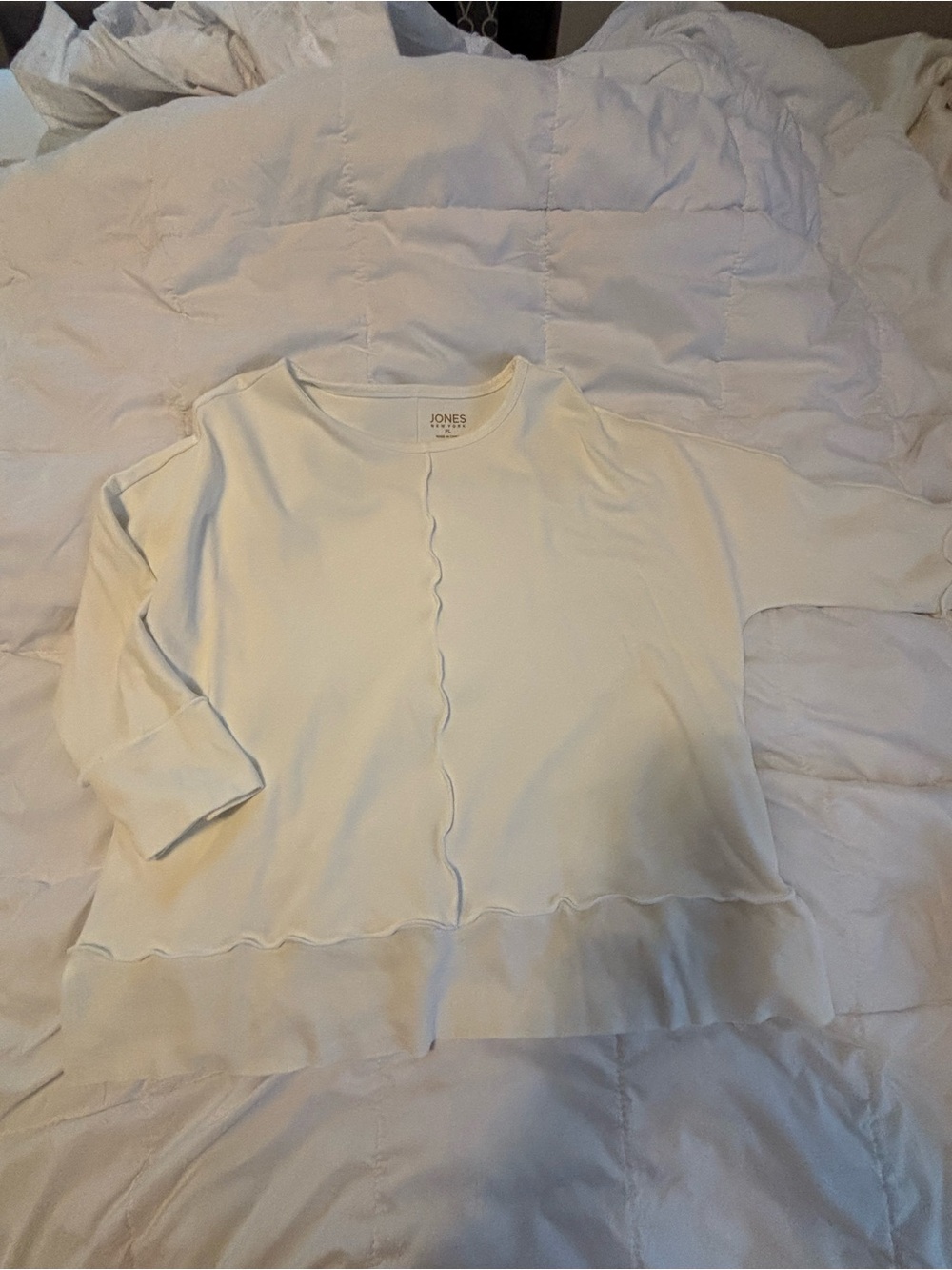 Jones New York Cream Scallop-Trim Knit Top